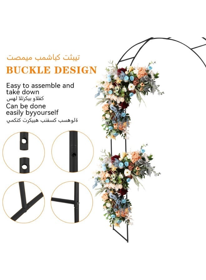 قوس حديقة معدني - دعامة تعريشة للنباتات المتسلقة، قوس ودعامة نباتات لتزيين حفلات الزفاف والمناسبات في الحدائق الخارجية، قوس زينة للحديقة خفيف الوزن للحفلات والزفاف، أسود - Image 2